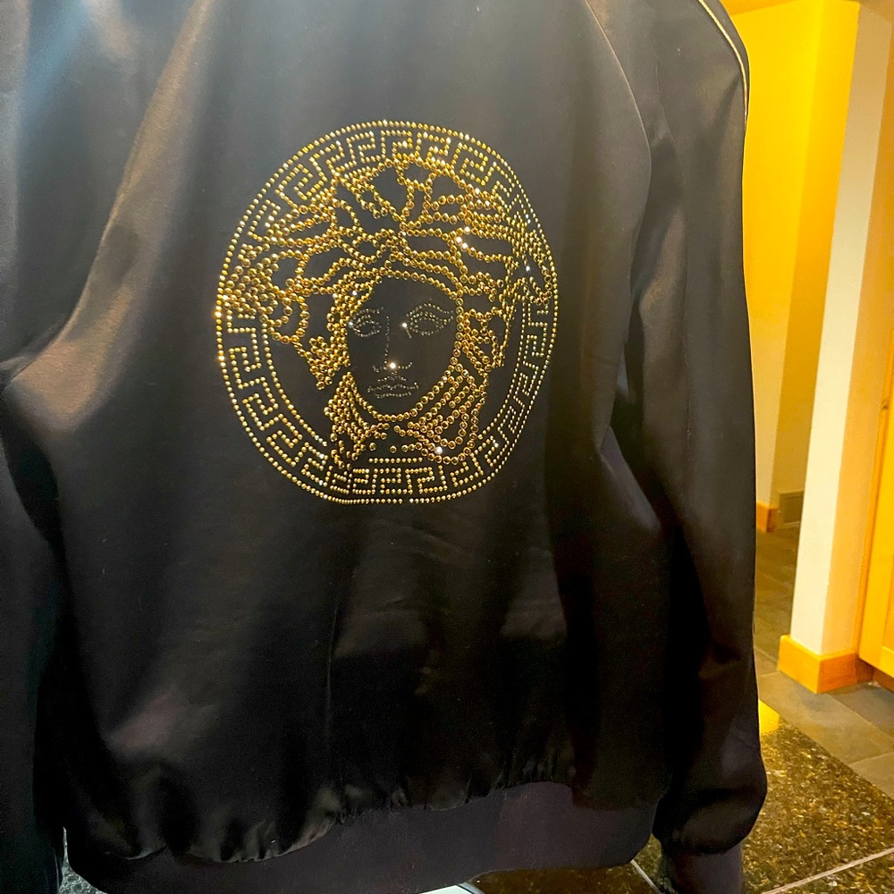 Men’s bomber satin crystal Medusa jacket